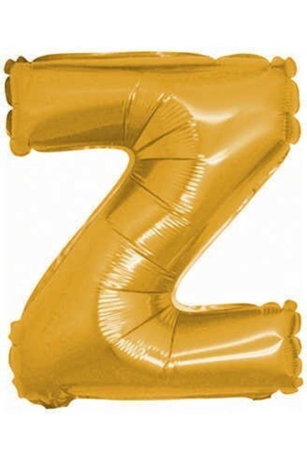 Gold Renk Folyo Balon Z Harfli Helyum Balon 100 Cm Dev Boy