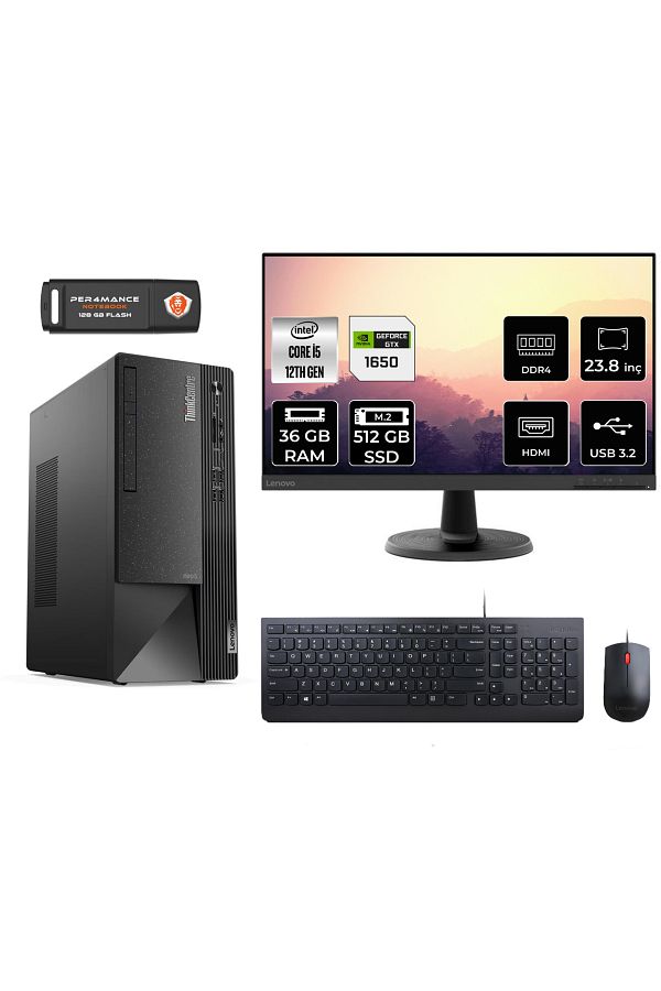 LENOVO Neo 50T AE0BJTXS632 i5 12400 36GB RAM 512GB SSD GTX1650 23.8" FDOS MASAÜSTÜ BİLGİSAYAR