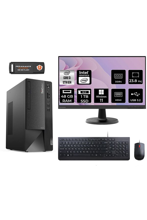 LENOVO Neo 50T AE01ATXS093 i3 12100 48GB RAM 1TB SSD 23.8" W11H MASAÜSTÜ BİLGİSAYAR