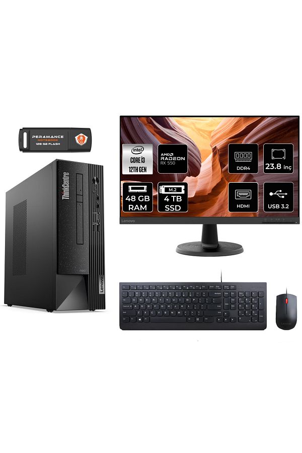 LENOVO Neo 50S AE02VTXS195 i3 12100 48GB RAM 4TB SSD RX550 23.8" FDOS MASAÜSTÜ BİLGİSAYAR