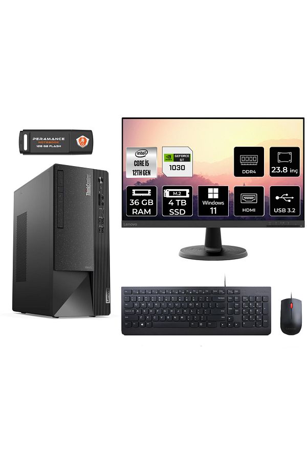 LENOVO Neo 50T AE11SE00MJTXS585 i5 12400 36GB RAM 4TB SSD GT1030 23.8" W11P MASAÜSTÜ BİLGİSAYAR