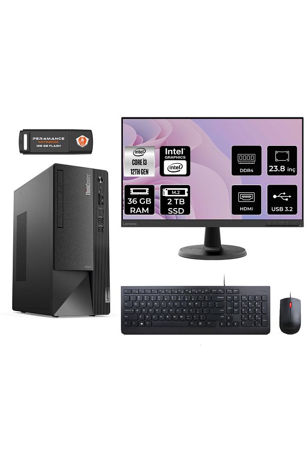 LENOVO Neo 50T AE01ATXS034 i3 12100 36GB RAM 2TB SSD 23.8" FDOS MASAÜSTÜ BİLGİSAYAR