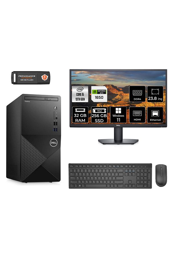 Dell VOSTRO 3020 AE3020S676 i5 13400 32GB RAM 256GB SSD GTX1650 4GB 23.8" W11H MASAÜSTÜ BİLGİSAYAR