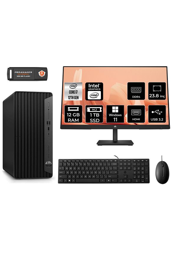 HP PRO TOWER 400 G9 AE6U3M9EAS058 i7 12700 12GB RAM 1TB SSD 23.8" W11H MASAÜSTÜ BİLGİSAYAR