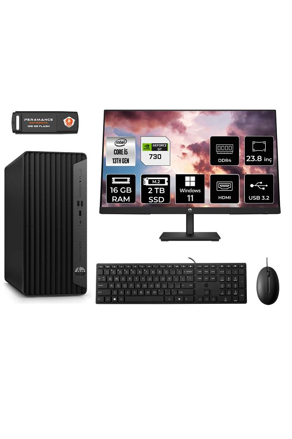 HP PRO TOWER 290 G9 AE8T2W9ESS414 i5 13500 16GB RAM 2TB SSD GT730 4GB 23.8" W11P MASAÜSTÜ PC