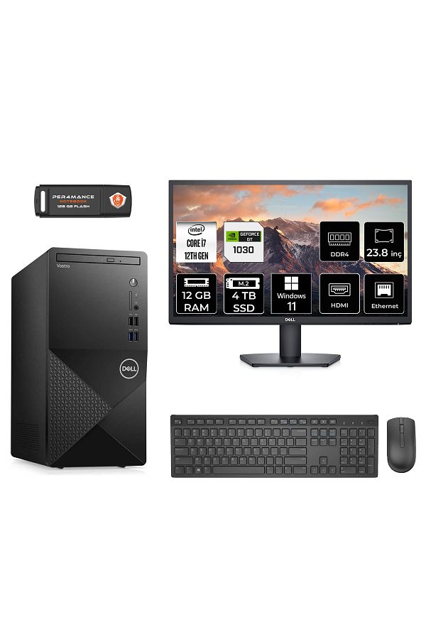 Dell VOSTRO 3910 AEM3910S560 i7 12700 12GB RAM 4TB SSD GT1030 4GB 23.8" W11P MASAÜSTÜ BİLGİSAYAR