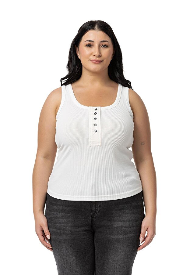 Poplin Placket Ribbed-jersey Bodysuit &mdash; Ecru