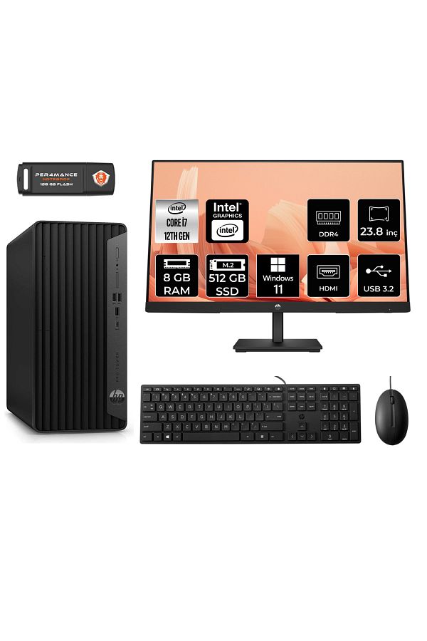 HP PRO TOWER 400 G9 AE6U3M9EAS052 i7 12700 8GB RAM 512GB SSD 23.8" W11H MASAÜSTÜ BİLGİSAYAR