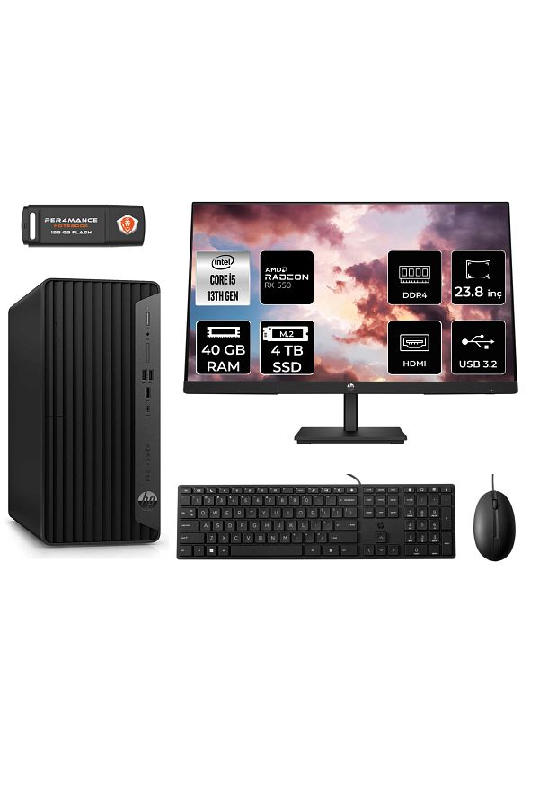 HP PRO TOWER 290 G9 AE8T2W9ESS190 i5 13500 40GB RAM 4TB SSD RX550 4GB 23.8" FDOS MASAÜSTÜ PC