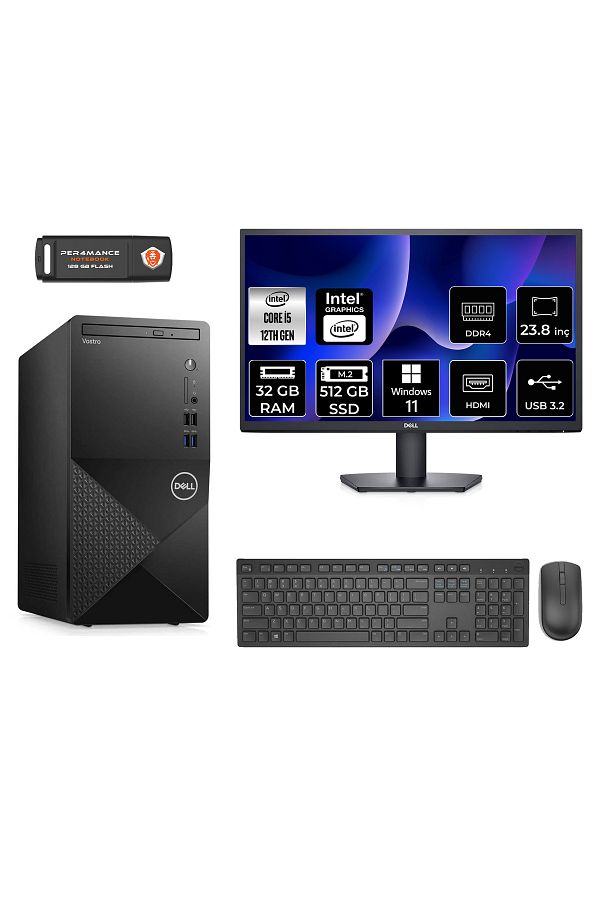 Dell VOSTRO 3910 AE3910S077 i5 12400 32GB RAM 512GB SSD 23.8" W11H MASAÜSTÜ BİLGİSAYAR
