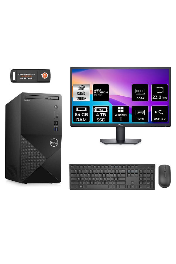 Dell VOSTRO 3910 AEN3910S250 i3 12100 64GB RAM 4TB SSD RX550 4GB 23.8" W11H MASAÜSTÜ BİLGİSAYAR