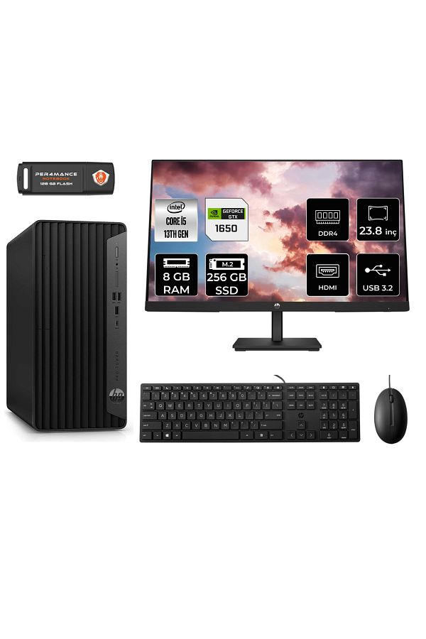 HP PRO TOWER 290 G9 AE8T2W9ESS601 i5 13500 8GB RAM 256GB SSD GTX1650 4GB 23.8" FDOS MASAÜSTÜ PC