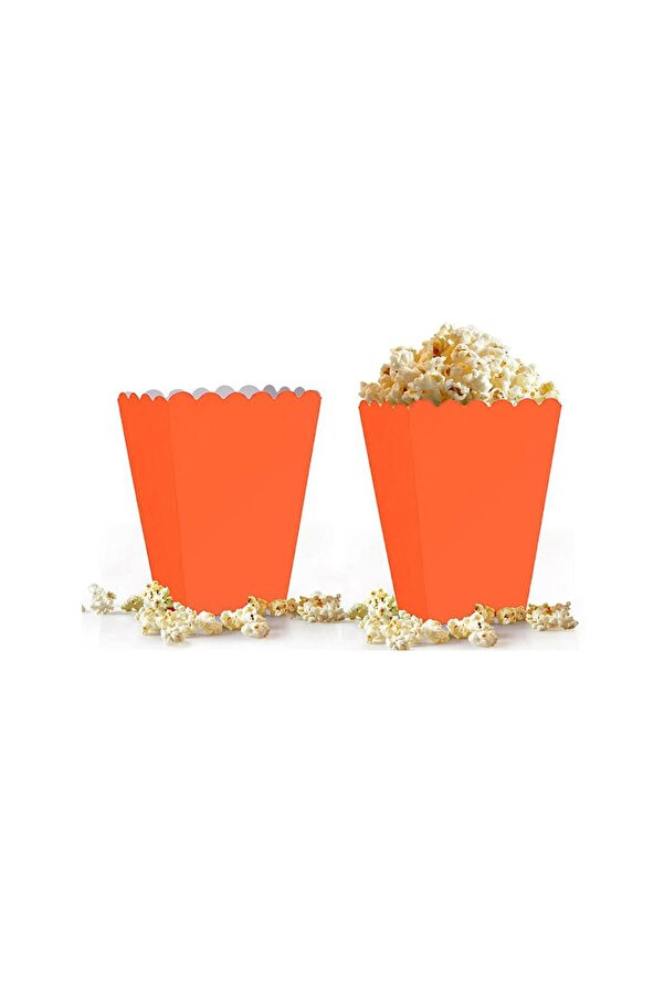 Turuncu Popcorn Kutusu (mısır, Cips Kutusu) 8 Adet