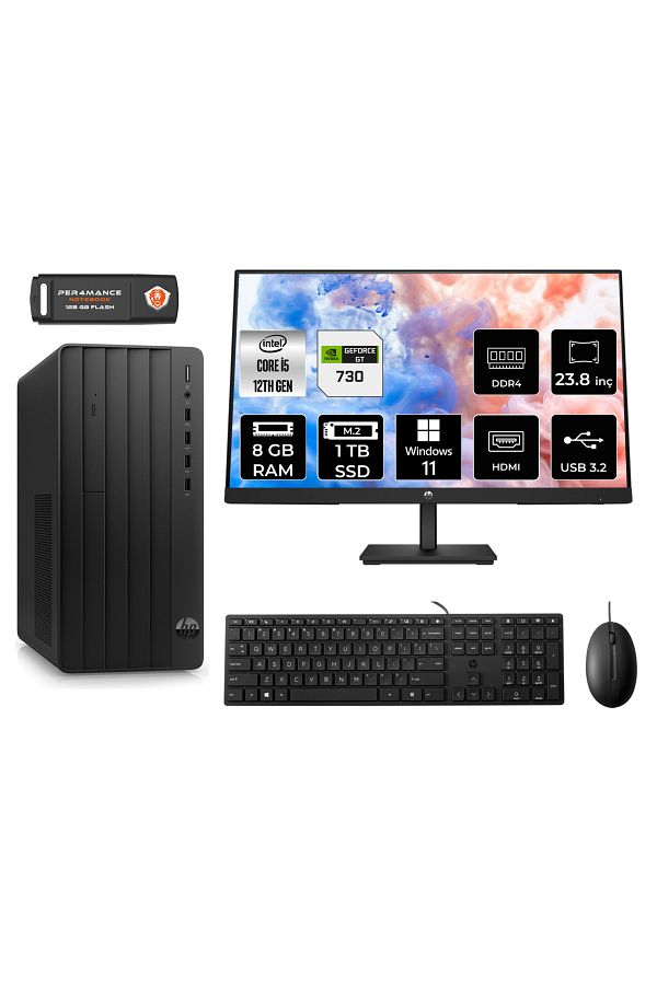 HP PRO TOWER 290 G9 AE6D3A5EAS403 i5 12500 8GB RAM 1TB SSD GT730 4GB 23.8" W11P MASAÜSTÜ PC
