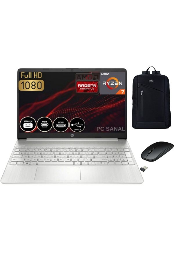 HP AMD Ryzen 7-5700U 24GB 512GB SSD 15.6" FHD WİNDOWS 11 Dizüstü Bilgisayar 4H0J2EA + EKİPMAN