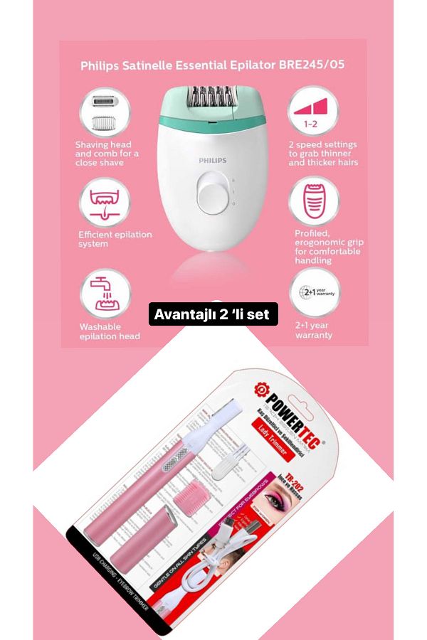 Philips BRE245/05 Satinelle Essential Kompakt Kablolu Epilatör - Görsel 5
