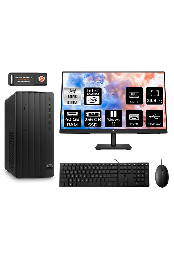 HP PRO TOWER 290 G9 AE6D3A5EAS136 i5 12500 40GB RAM 256GB SSD 23.8" W11P MASAÜSTÜ PC