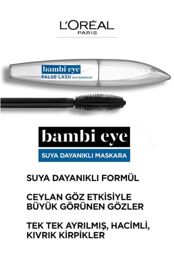 Bambi Eye Ceylan Göz Etkili Suya Dayanıklı Maskara - Siyah 30178625_4