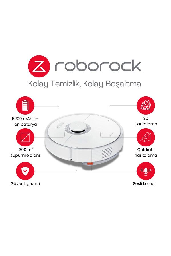 Roborock Vacuum Robot Süpürge Beyaz Wi-Fi Bağlantılı 0,6L Ürün Hacmi - Görsel 6