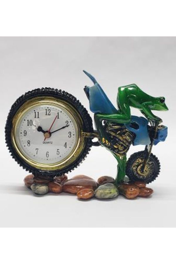 Hayalet Sürücü Motorsikletli Kurbağa Masa Saati Biblo +süpriz Hediye