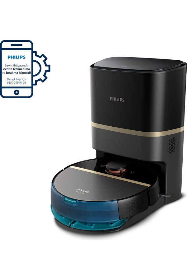 Philips Homerun 7100 Serisi Islak Kuru Moplu Toz Toplama Istasyonlu,kendini Temizleyen Robot Süpürge, Siyah