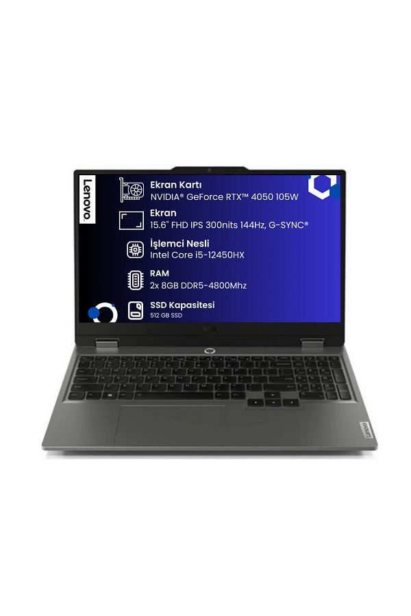 LENOVO LOQ Intel Core i5-12450HX 16GB 512GB SSD 6GB RTX4050 15.6" FHD IPS DOS Gaming Laptop 83GS002TTR
