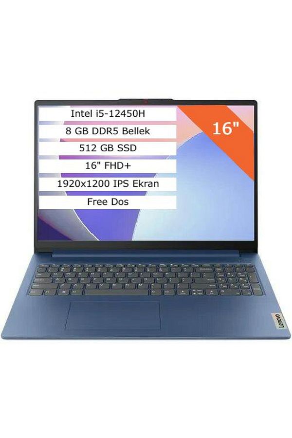 LENOVO IdeaPad Slim 3 83ES002FTR i5-12450H 8G 512G SSD 16 FHD+ FDos