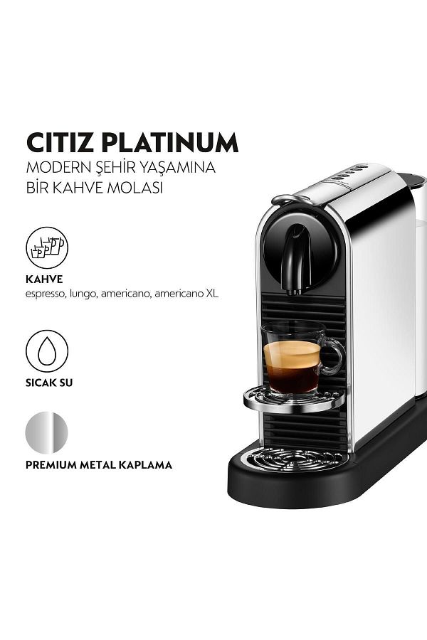 Nespresso D140 Citiz Platinum,paslanmaz Çelik Kapsüllü Kahve Makinesi - Görsel 2