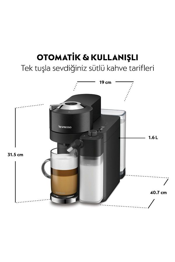 Nespresso Vertuo Latissima Kahve Makinesi,Siyah - Görsel 3