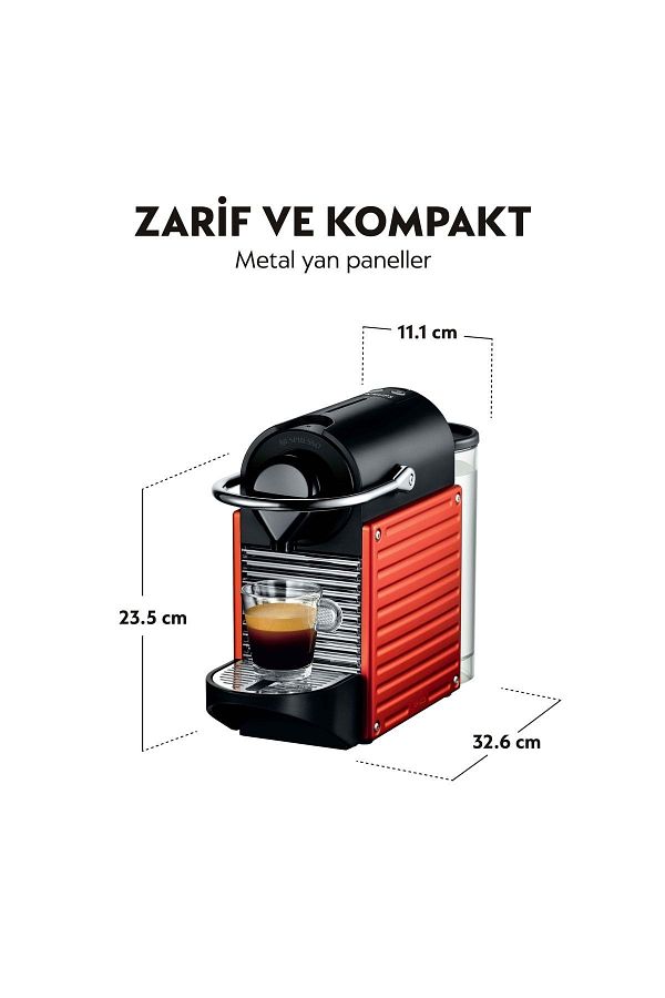 Nespresso C61 Red Pixie Kapsüllü Kahve Makinesi,Kırmızı - Görsel 3