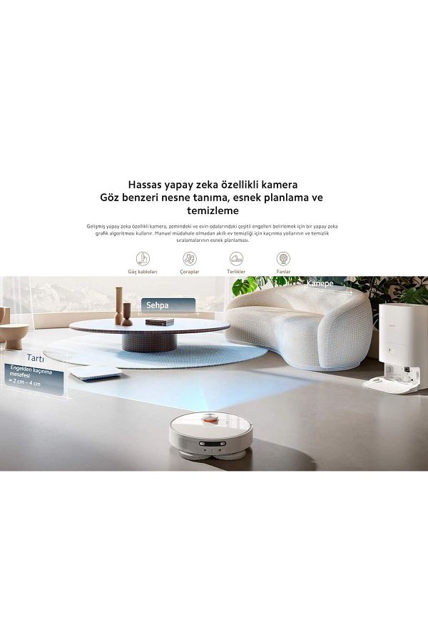 Xiaomi Süpürme Mop Kaldırma ve Düşme önleyici Kontrol İstasyonlu Robot Süpürge Yedek Temizlik Seti+Lambader - Görsel 3