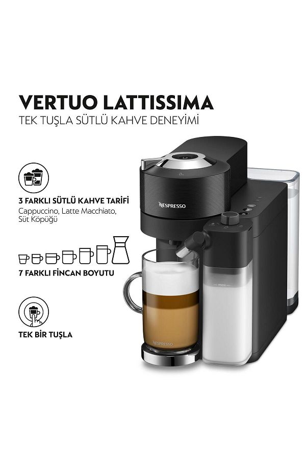 Nespresso Vertuo Latissima Kahve Makinesi,Siyah - Görsel 2