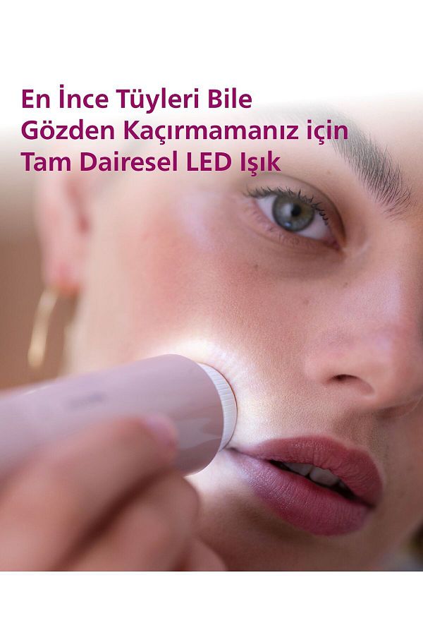 Philips BRR454/00 Yüz Tüy Alma Makinesi,Ayna Ve Tam Çember Led Işıklı,Yıkanabilir Çıkan Başlık - Görsel 3