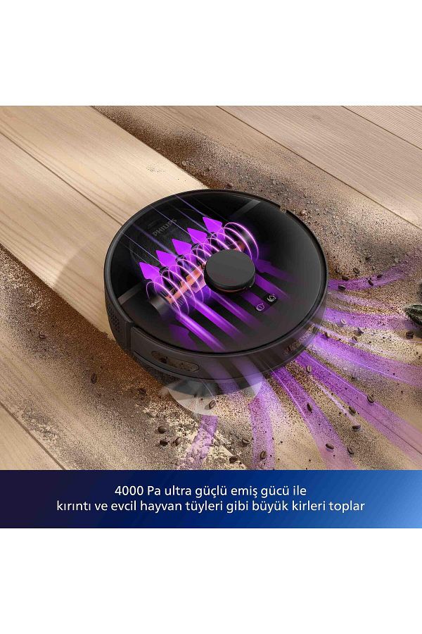 Philips 3000 Serisi Islak Kuru Moplu Siyah Robot Süpürge,4000 Pa, Sert Zemin Ve Halıya Uygun - Görsel 3
