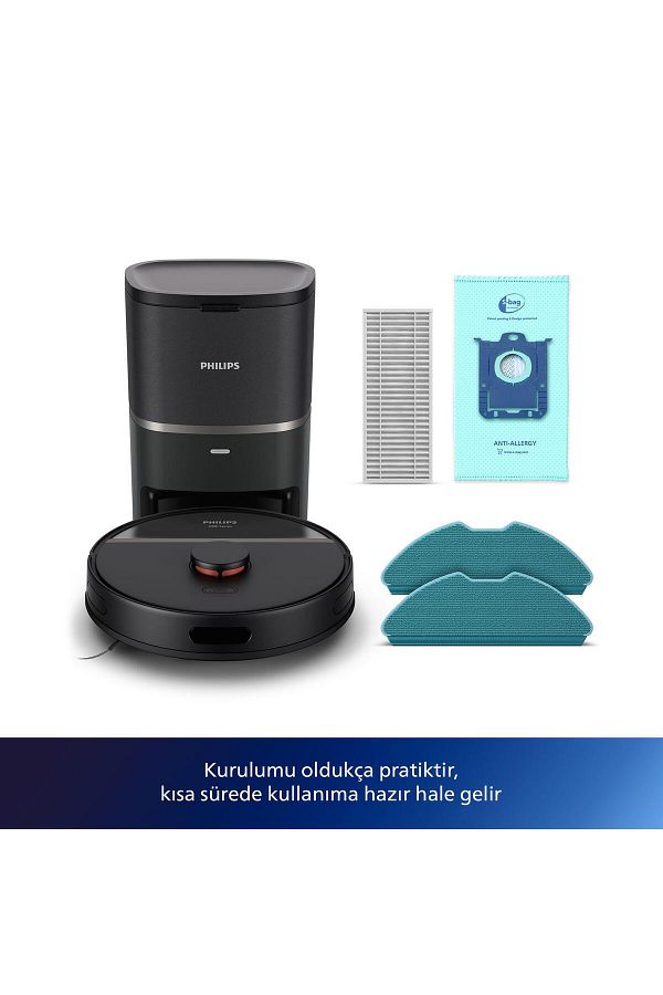Philips 3000 Serisi Islak Kuru Moplu Siyah Robot Süpürge,4000 Pa, Sert Zemin Ve Halıya Uygun - Görsel 8