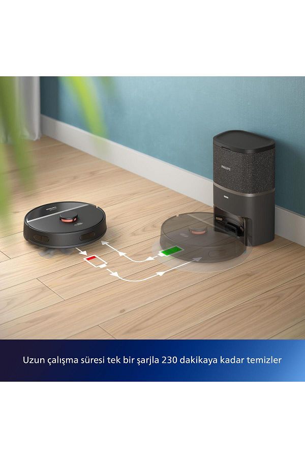 Philips 3000 Serisi Islak Kuru Moplu Siyah Robot Süpürge,4000 Pa, Sert Zemin Ve Halıya Uygun - Görsel 7