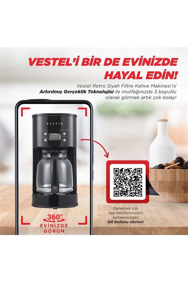 VESTEL Retro Siyah Filtre Kahve Makinesi - Görsel 7