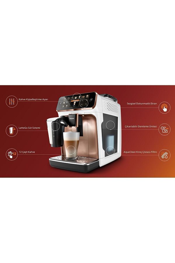 Philips LatteGo Tam Otomatik Espresso Makinesi, Tek Dokunuşla 12 Çeşit İçecek, EP5443/70 - Görsel 4
