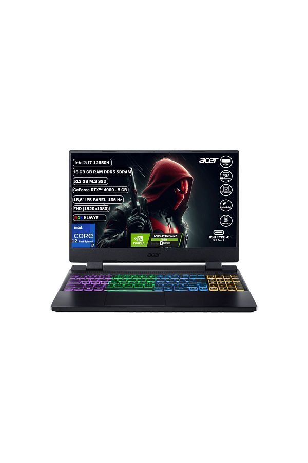 ACER Nitro Core i7 12650H 16GB 512GB SSD RTX 4060 Freedos 15,6" FHD IPS Notebook NH.QM0EY.009