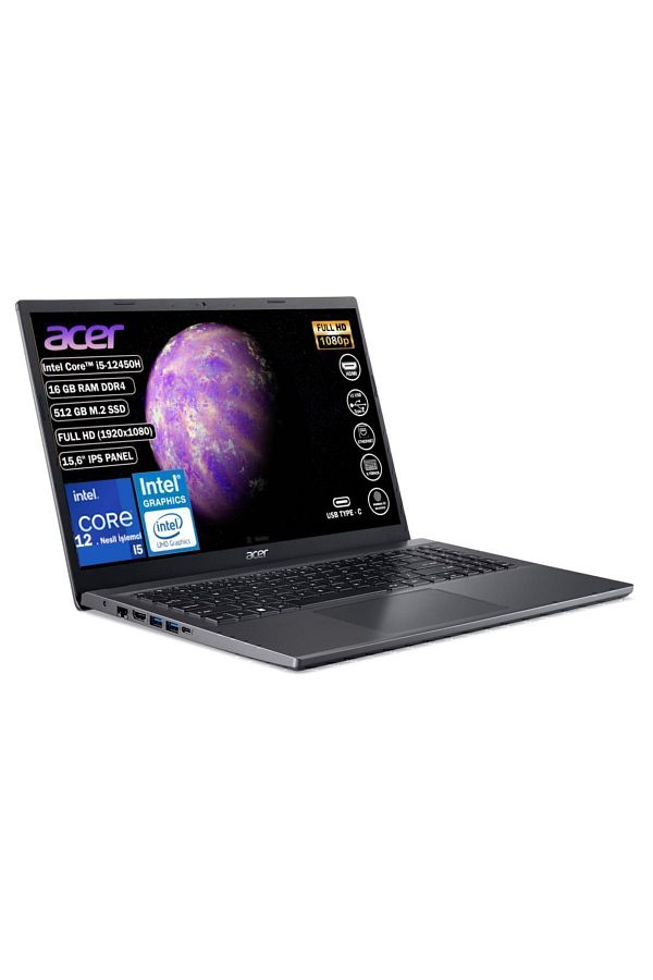 ACER Aspire I5-12450h 16 Gb 512 Gb Ssd Fdos 15.6" Ips Fhd (1920X1080) Nx.kn4ey.002 - Görsel 2