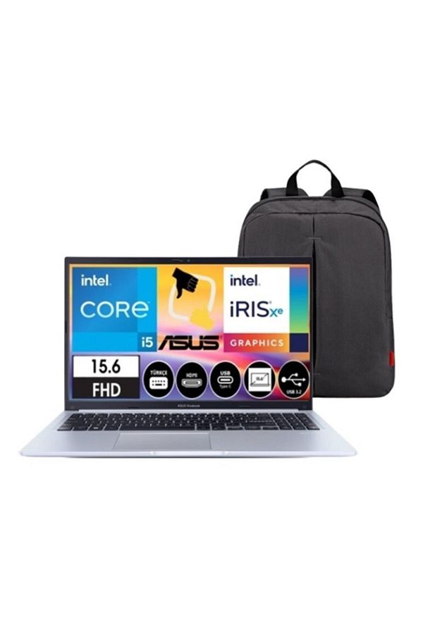 ASUS Vivobook F1502ZA-EJ1534 Intel i5 1235U 16GB 512GB 15.6" FHD W11P Bilgisayar CsrTech Çanta