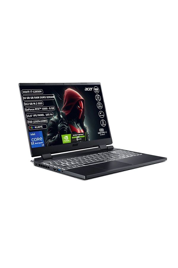 ACER Nitro Core i7 12650H 16GB 512GB SSD RTX 4060 Freedos 15,6" FHD IPS Notebook NH.QM0EY.009 - Görsel 2