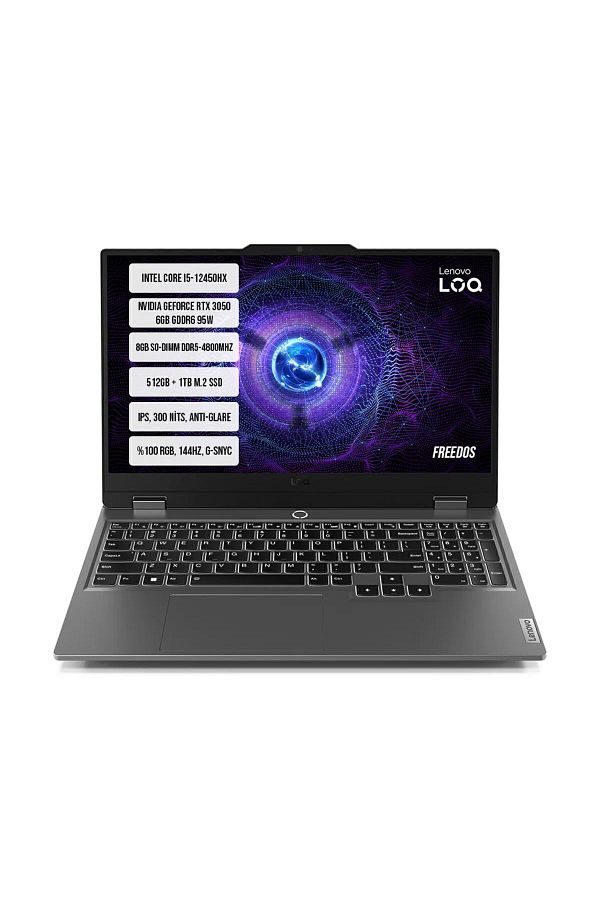 LENOVO Loq 15ıax9 83gs007vtr-01 I5-12450hx 8gb 512gb 1tb Ssd Rtx3050-6gb 95w 144hz 15.6'' Freedos