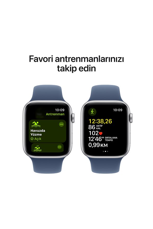 Apple Watch SE GPS + Cellular 40mm Silver Aluminium Case with Denim Sport Band - M/L - Görsel 6