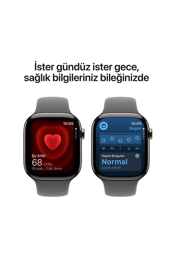 Apple Watch Series 10 GPS + Cellular 46mm Natural Titanium Case with Stone Grey Sport Band - M/L - Görsel 5