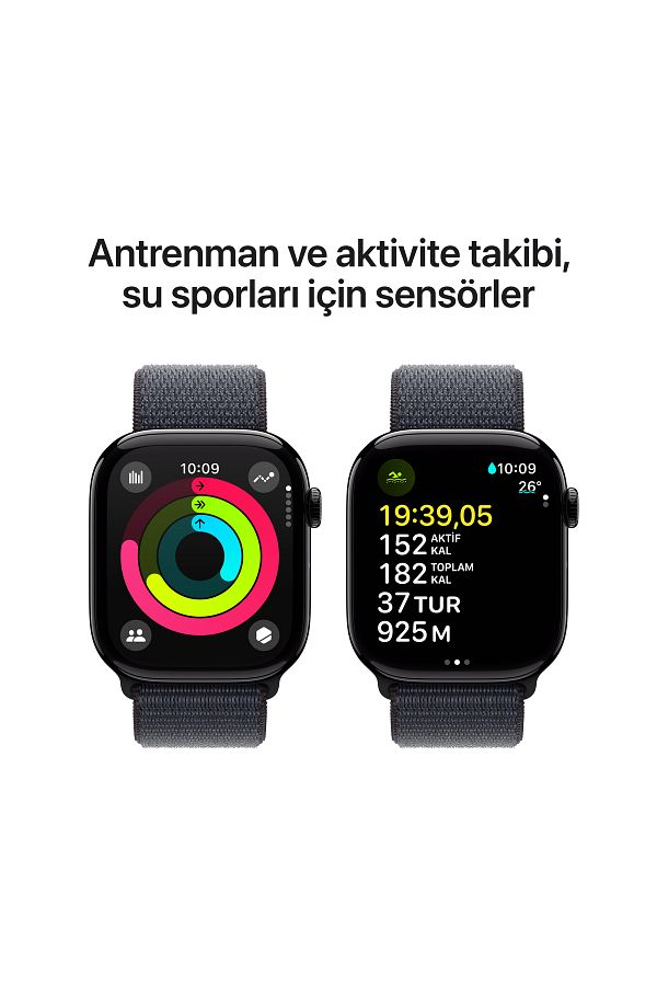 Apple Watch Series 10 GPS + Cellular 46mm Jet Black Aluminium Case with Ink Sport Loop - Görsel 4