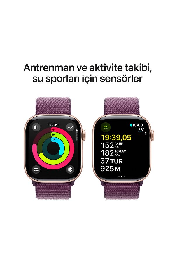 Apple Watch Series 10 GPS + Cellular 46mm Rose Gold Aluminium Case with Plum Sport Loop - Görsel 4