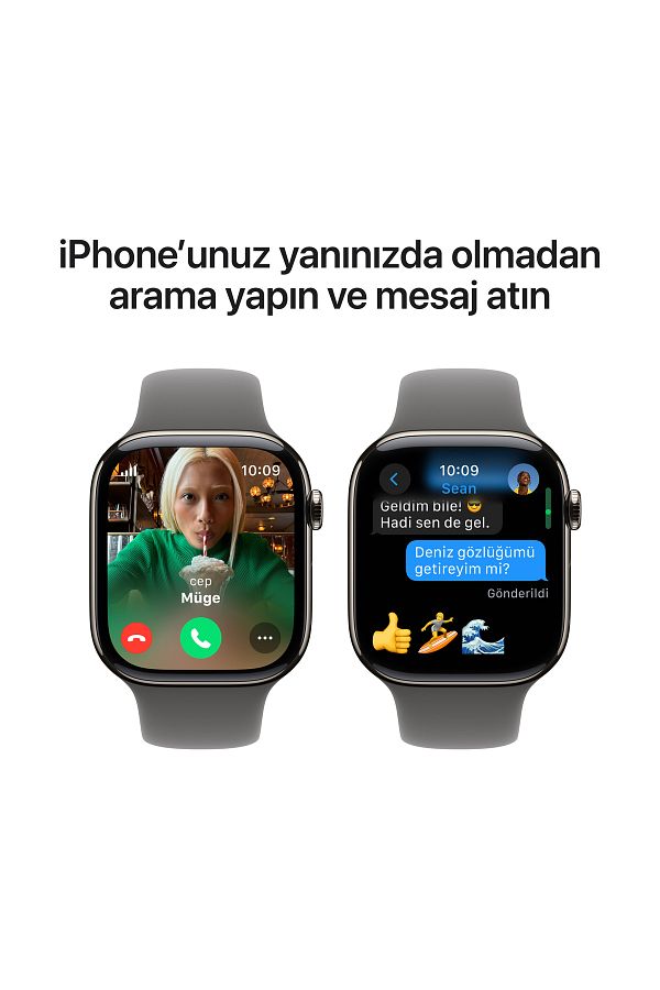 Apple Watch Series 10 GPS + Cellular 46mm Natural Titanium Case with Stone Grey Sport Band - M/L - Görsel 7