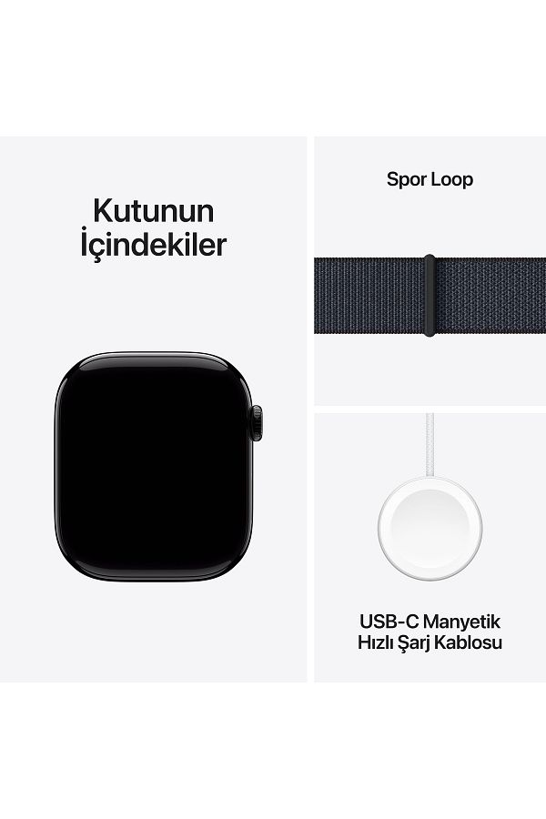 Apple Watch Series 10 GPS + Cellular 42mm Jet Black Aluminium Case with Ink Sport Loop - Görsel 9