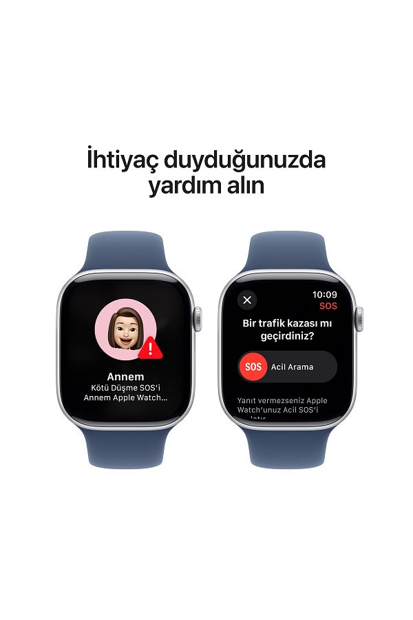 Apple Watch Series 10 GPS + Cellular 46mm Silver Aluminium Case with Denim Sport Band - M/L - Görsel 6